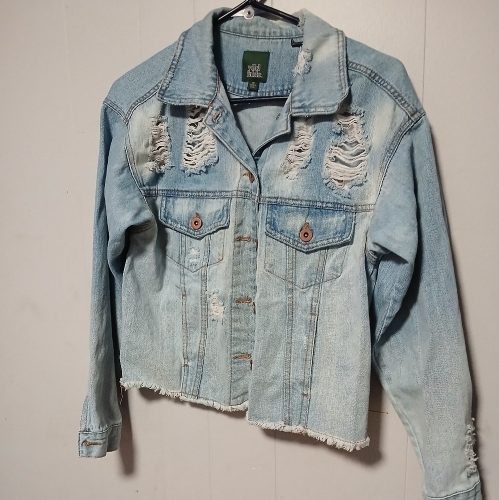 Wild fable ladies jean jacket.  Ripped. Size XS.